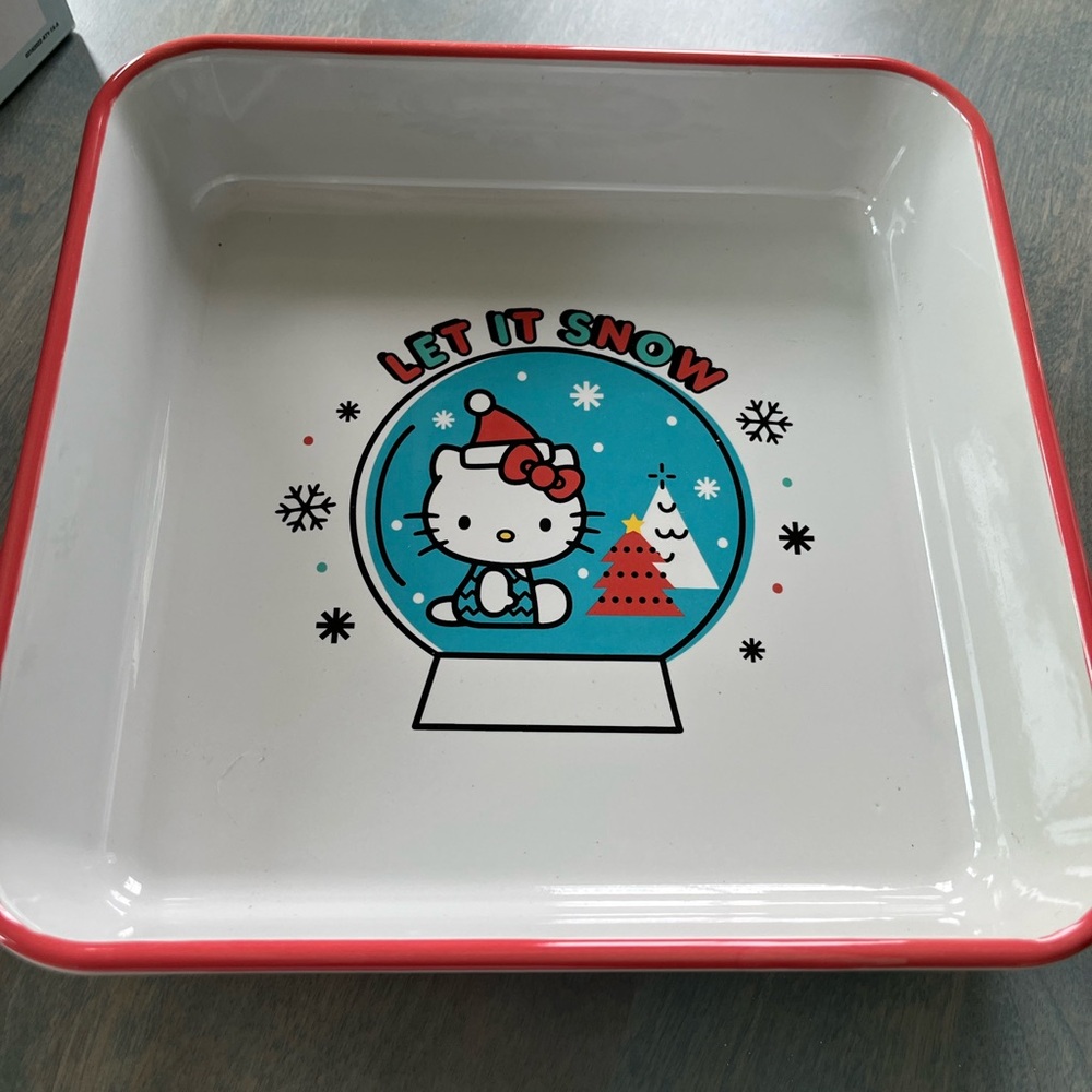 NEW Hello Kitty LET IT SNOW Ceramic Square Baking Dish